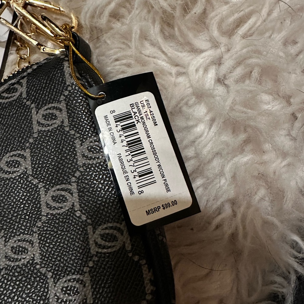 Be Gianna Monogram Crossbody Bag With Coin Purse Black NEW - Picture 3 of 7